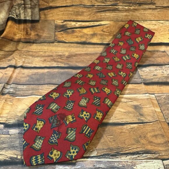 Countess Mara Other - Countess Mara Men's Red Silk Novelty Tie Medieval Horse Pattern Necktie Abstract
